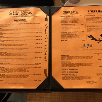 Wild Thyme - Inside of menu~ (June 2023) - Lebanese Near Me - New Westminster, British Columbia Wild Thyme - Inside of menu~ (June 2023) - Lebanese Near Me - New Westminster, British Columbia