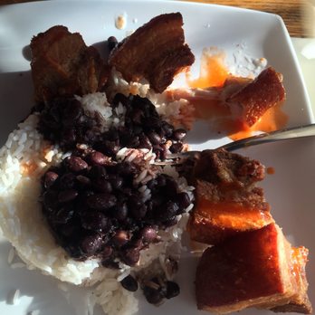 Mis Raices Restaurant - Pork chunks with rice and beans. - Puerto Rican Near Me - Teaneck, New Jersey Mis Raices Restaurant - Pork chunks with rice and beans. - Puerto Rican Near Me - Teaneck, New Jersey