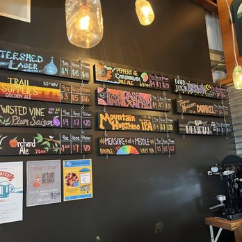 Lookout Brewing - Cute beer menu on boards - Breweries Near Me - Black Mountain, North Carolina