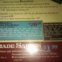 Eva's Fine Mexican Food - Gila Monster Burrito Challenge. No, I didn't order it.