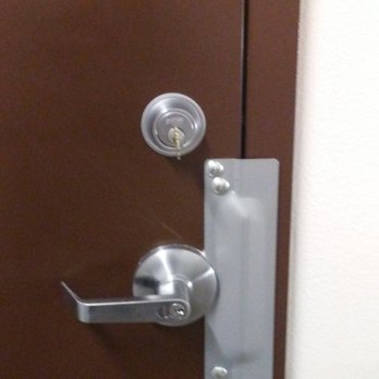 Doc Lock Locksmith - New Grade 2 Deadbolt Fresh Install and Latch Plate installed for an outward swinging steel door - Keys & Locksmiths Near Me Doc Lock Locksmith - New Grade 2 Deadbolt Fresh Install and Latch Plate installed for an outward swinging steel door - Keys & Locksmiths Near Me