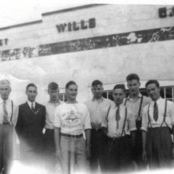 Wills Chevrolet Buick GMC - GW Wills and his 7 sons at the Wills dealership in Binbrook - circa 1940s