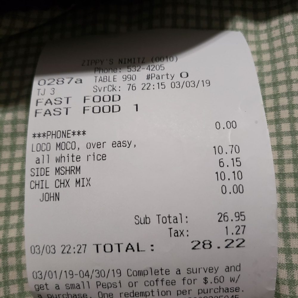 Zippy's Nimitz - 28.22 and everything is wrong! - Diners Near Me - Honolulu, Hawaii