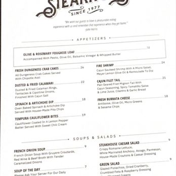 Prime Steakhouse at Harris Ranch - Menu as of 04/20/2024 - Steakhouses Near Me - Coalinga, California