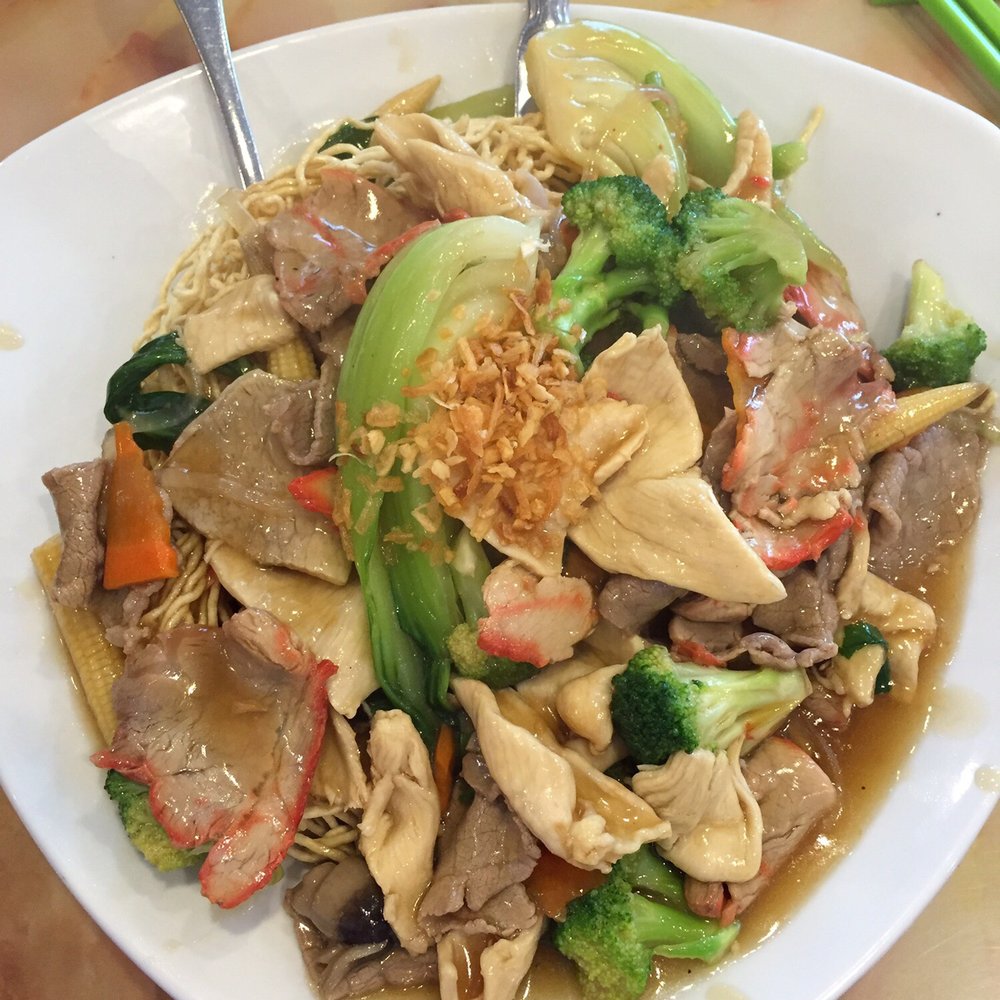 Mi La Cay - MX2! Beef/pork/chicken/chinese veggies/carota/mushrooms over egg noodles (they're even better crispy) - Vietnamese Near Me - Silver Spring, Maryland Mi La Cay - MX2! Beef/pork/chicken/chinese veggies/carota/mushrooms over egg noodles (they're even better crispy) - Vietnamese Near Me - Silver Spring, Maryland