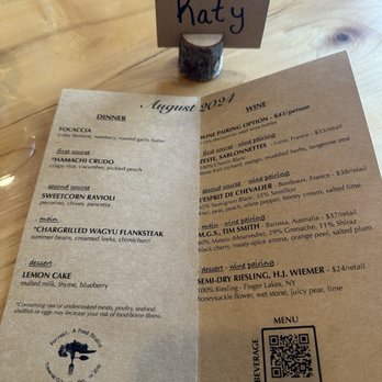 Forrest, A Food Studio - August 2024 menu - New American Near Me - Traverse City, Michigan