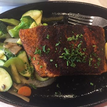 On The Hook - Grilled/blackened salmon with veggie mix. So tasty - Cajun/Creole Near Me - Brea, California On The Hook - Grilled/blackened salmon with veggie mix. So tasty - Cajun/Creole Near Me - Brea, California