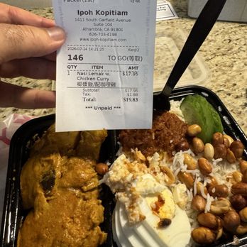 Ipoh Kopitiam - Nasi Lemak with complimentary insects. - Malaysian Near Me - Alhambra, California