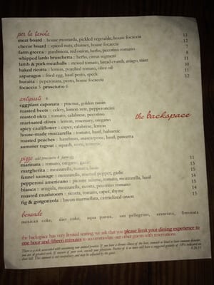 Menu photo 6 The Backspace Austin, TX