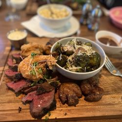 Jonathan’s The Rub East End - Steak Night added fried shrimp for an up charge and subbed the Brussel sprouts