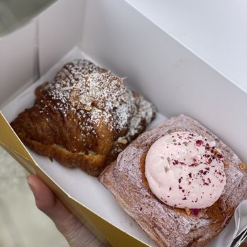 Faria Bakery - Almond croissant and rose lychee croissant cup - Bakeries Near Me - Sacramento, California