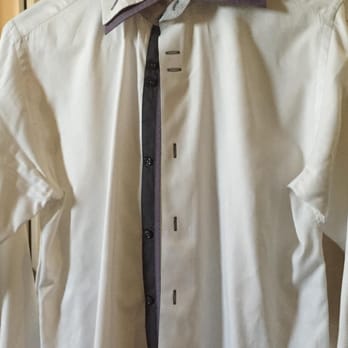 Fantastic Cleaners - The collar is bleached and the dark grey stripe has a purple tinge--again, indicative of bleaching.  My shirt is ruined. - Sewing & Alterations Near Me - Westminster, California