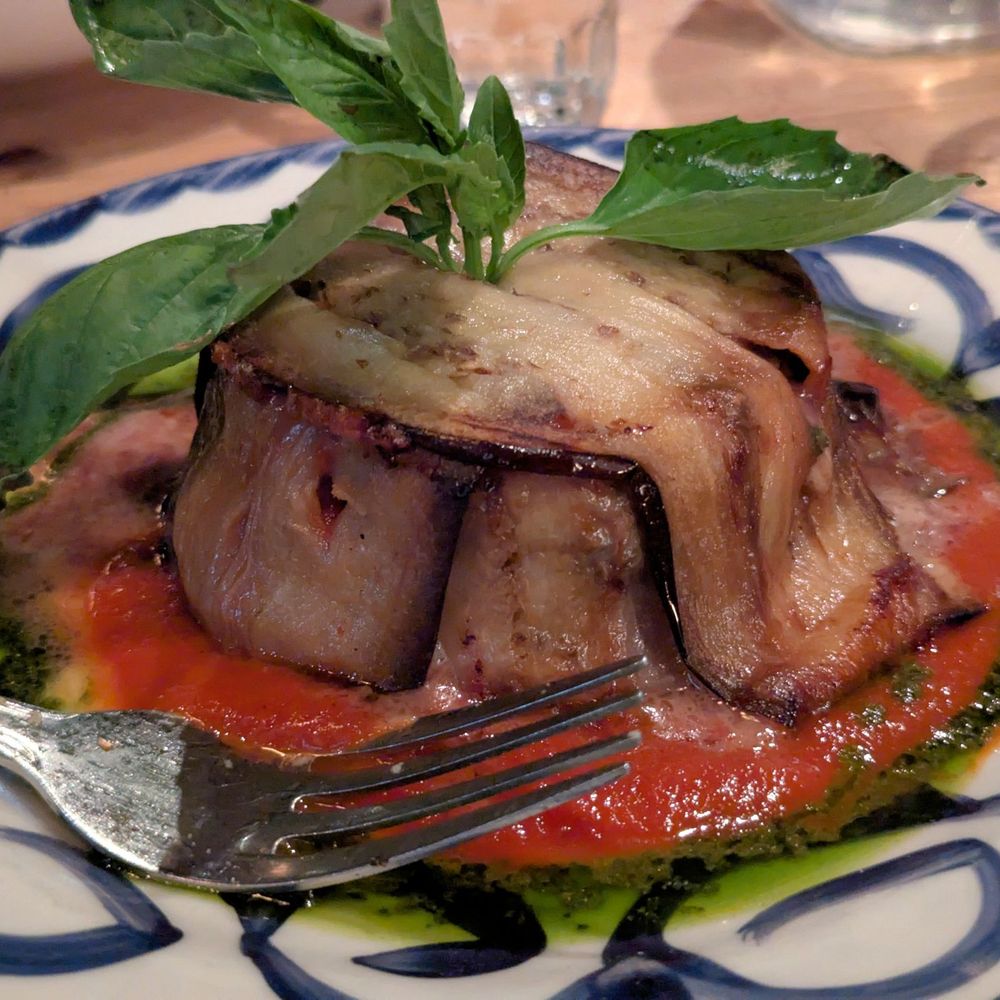Timballo Melanzane (eggplant parmesan appetizer, but makes a nice entree) Timballo Melanzane (eggplant parmesan appetizer, but makes a nice entree)