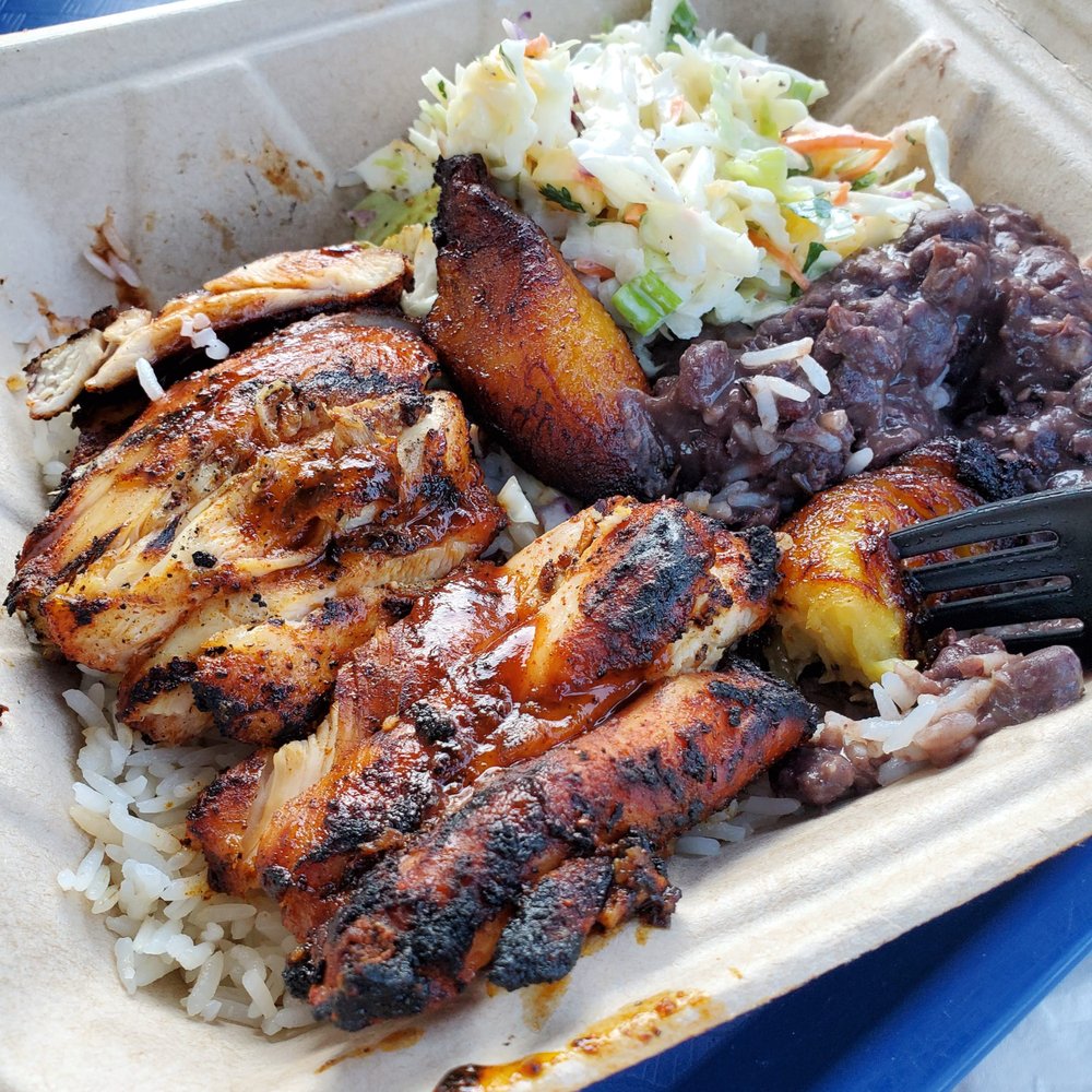 Bongos - Jerk chicken plate---excellent combo! Must request extra sauce next time :) - Cuban Near Me - Seattle, Washington Bongos - Jerk chicken plate---excellent combo! Must request extra sauce next time :) - Cuban Near Me - Seattle, Washington