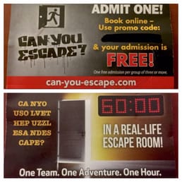 Picture of the "Complimentary Admission Card" with promo code blacked out. Image of Front & Back.