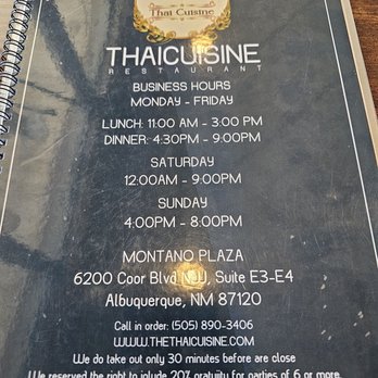 Thai Cuisine - Menu - Thai Near Me - Albuquerque, New Mexico