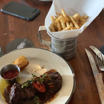 Moonshine Grill - Hangar steak with salsa verde & rosemary fries - Southern Near Me - Austin, Texas