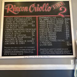Rincon Criollo Take 2 - Menu