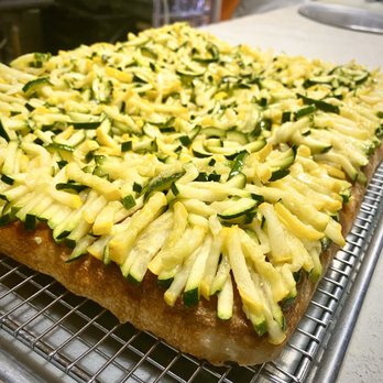 Philomena's - Zucchini Pie with Garlic - So fragrant and all veggies hand cut to perfection. - Pizza Near Me - Sunnyside, New York Philomena's - Zucchini Pie with Garlic - So fragrant and all veggies hand cut to perfection. - Pizza Near Me - Sunnyside, New York