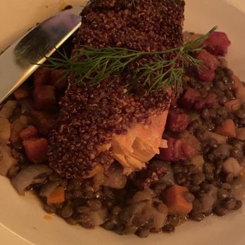 Raymond's - Quinoa-Crusted Salmon - American Near Me - Montclair, New Jersey Raymond's - Quinoa-Crusted Salmon - American Near Me - Montclair, New Jersey