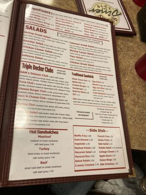 Menu photo 1 Sam's Diner Holley, NY