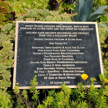 The 16th Avenue Tiled Steps - Plaque - Local Flavor Near Me - San Francisco, California The 16th Avenue Tiled Steps - Plaque - Local Flavor Near Me - San Francisco, California