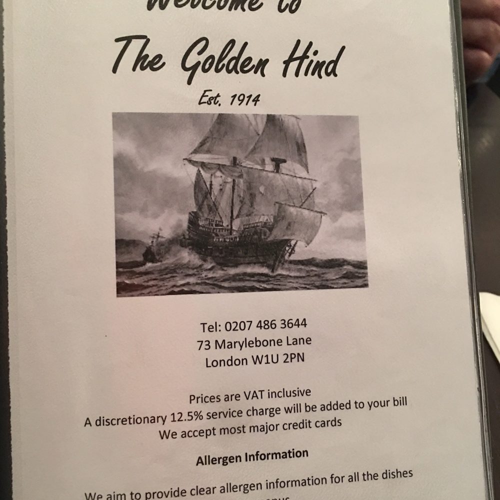 The Golden Hind - Menu - Fish & Chips Near Me - London, XGL