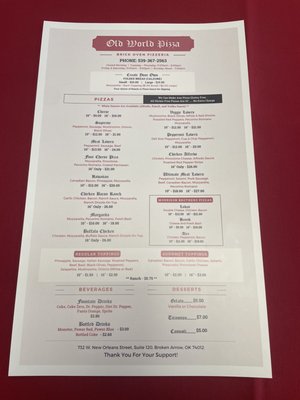 Menu photo 2 Old World Pizza Broken Arrow, OK Menu photo 2 Old World Pizza Broken Arrow, OK