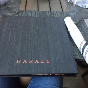 Basalt - Pretty menu cover - New American Near Me - Honolulu, Hawaii