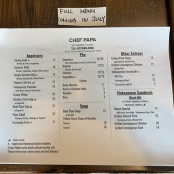Chef Papa Vietnamese Kitchen - Menu as of 07/03/2020! - Vietnamese Near Me - Flushing, New York