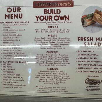 Edwards Meats - Sandwich menu - Seafood Markets Near Me - Wheat Ridge, Colorado Edwards Meats - Sandwich menu - Seafood Markets Near Me - Wheat Ridge, Colorado