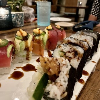 Primrose - Spider roll (front), dragon roll (back) - Sushi Bars Near Me - Destin, Florida Primrose - Spider roll (front), dragon roll (back) - Sushi Bars Near Me - Destin, Florida