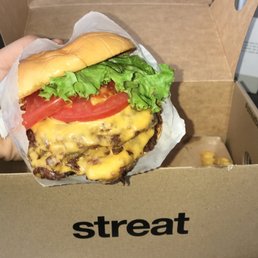 double cheeseburger ordered on uber eats. came in a cute cardboard lunchbox! double cheeseburger ordered on uber eats. came in a cute cardboard lunchbox!