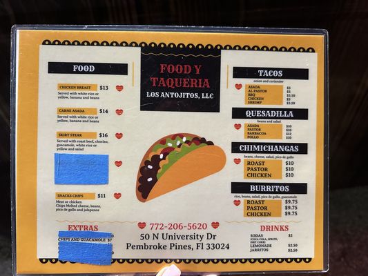 Menu photo 2 Los Antojitos Taqueria Hollywood, FL Menu photo 2 Los Antojitos Taqueria Hollywood, FL