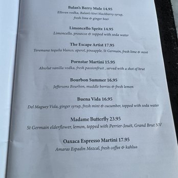 Balan's - Cocktail menu - Cocktail Bars Near Me - Miami, Florida