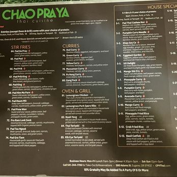 Chao Pra Ya Thai Cuisine - Menu January 2025 - Thai Near Me - Eugene, Oregon Chao Pra Ya Thai Cuisine - Menu January 2025 - Thai Near Me - Eugene, Oregon