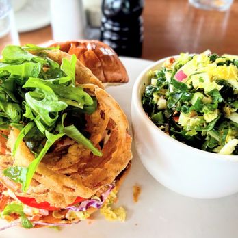 Nick's On State - Blackened Fish Sandwich with a petite Bistro Salad - New American Near Me - Carlsbad, California Nick's On State - Blackened Fish Sandwich with a petite Bistro Salad - New American Near Me - Carlsbad, California