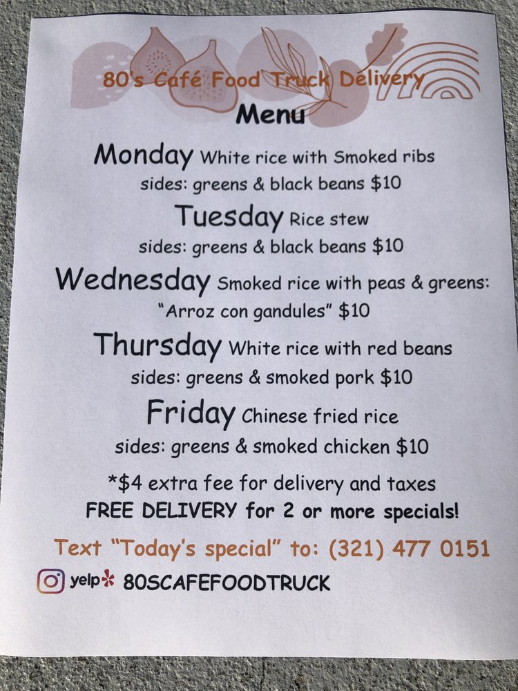 80’S CAFE FOOD TRUCK 260 Malabar Rd SW, Palm Bay, Florida Food