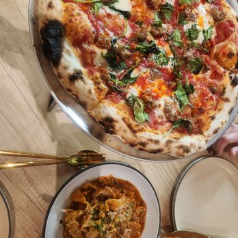 Storybook - Duck Confit Tagliatelle and Salsiccia Pizza (Large) - Mediterranean Near Me - Hayward, California Storybook - Duck Confit Tagliatelle and Salsiccia Pizza (Large) - Mediterranean Near Me - Hayward, California