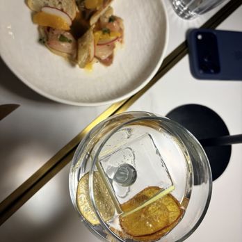 Braseria by EDO - Hamachi Crudo and Condesa Prickly Pear & Orange Blossom gin and tonic - French Near Me - Las Vegas, Nevada Braseria by EDO - Hamachi Crudo and Condesa Prickly Pear & Orange Blossom gin and tonic - French Near Me - Las Vegas, Nevada