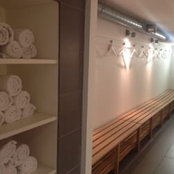 Matt Roberts Hampstead - The changing room and complimentary towels (there are lockers to put your stuff in; not pictured).