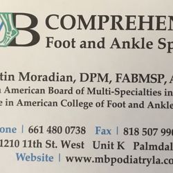 MB Comprehensive Foot & Ankle Specialists - Business Card