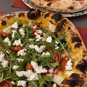 Acqua e Farina - Delizie di stagione (delights of the season) in the front and parmigiana in the back. Both SO good!! - Pizza Near Me - Vicenza, Virgin Islands