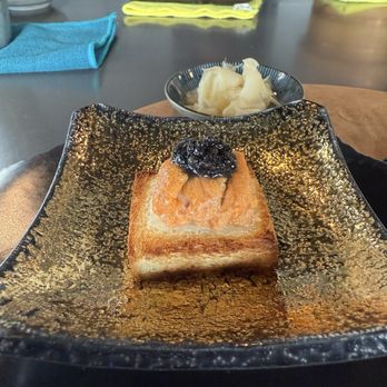 Omakase By Aung - Hokkaido Uni topped with Caviar on Toast - Sushi Bars Near Me - Honolulu, Hawaii Omakase By Aung - Hokkaido Uni topped with Caviar on Toast - Sushi Bars Near Me - Honolulu, Hawaii