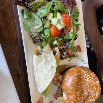 Ocado Restaurant - O'Cado Burger with Side Salad - Vegan Near Me - Sherman Oaks, California Ocado Restaurant - O'Cado Burger with Side Salad - Vegan Near Me - Sherman Oaks, California
