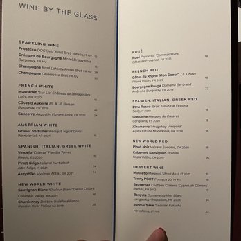 Navy Blue - Wine by the glass menu - Seafood Near Me - Houston, Texas