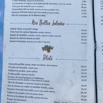 germaine - July 5, 2022 menu - Restaurants Near Me - Paris