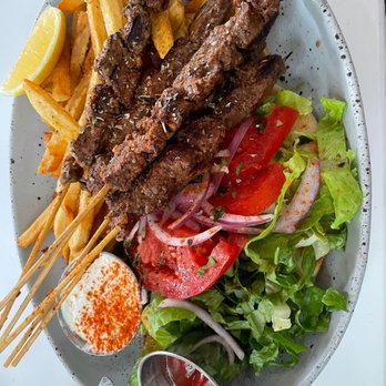 Mandolin Aegean Bistro - Chicken Kebab - Mediterranean Near Me - Miami, Florida Mandolin Aegean Bistro - Chicken Kebab - Mediterranean Near Me - Miami, Florida