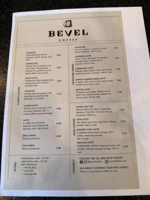 Menu photo 3 Bevel Coffee Altadena, CA