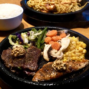 Pepper Lunch - Combo Meal with Salmon and Ribeye - Japanese Near Me - Artesia, California